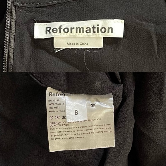 Reformation Adelia Dress Side-Buttons Long-Sleeve Midi Lace Sheer Black 8 EUC - Picture 6 of 8